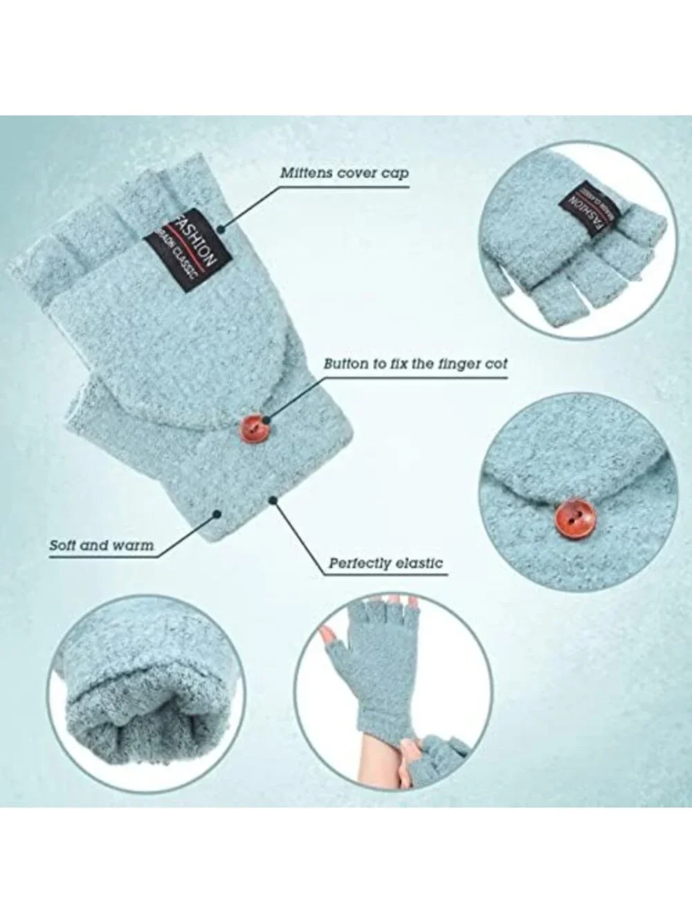 Cozy Fingerless Gloves for Women - Warm Convertible Knitted Mittens for Winter